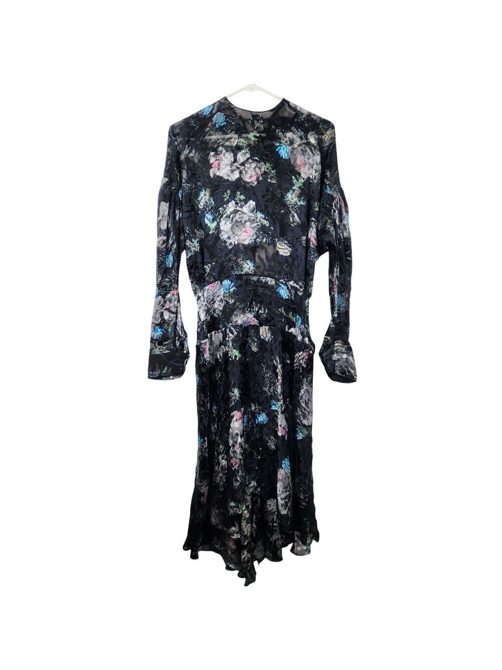 Preen by Thornton Bregazzi Floral Dress Black Size XS Long Sleeve *Missing Slip*